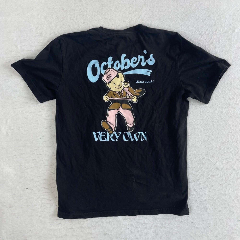 OVO October's Very Own T-Shirt M Black Graphic Owl Short Sleeve Made in Canada